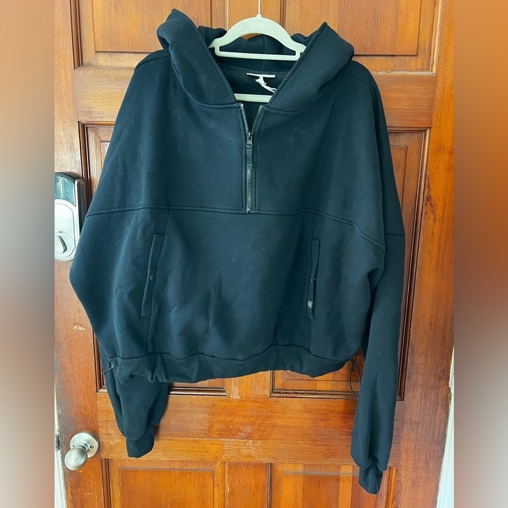 Blogilates Marshmallow Half Zip Hoodie – Black – 2X – Oversized – Adjustable Hem
